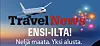 Travel News -mainos, jossa lentokone taivaalla ja teksti ensi-iltaa uudelle alustalle.
