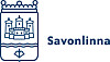 Savonlinnan vaakunalogo ja teksti Savonlinna valkoisella taustalla.