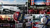 Collage med Norse-flygplan, norska supportrar och skyltar inför fotbollsturnering.