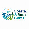 Coastal & Rural Gems -logo, jossa on meri-, maisema- ja timanttisymboli.