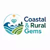Coastal & Rural Gems -logo, jossa on meri-, maisema- ja timanttisymboli.
